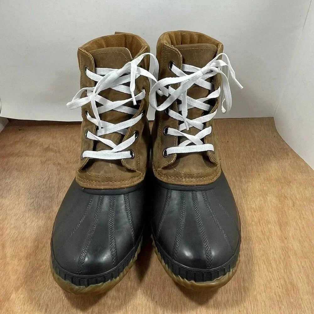 Sorel Cheyanne Men Size 10 Waterproof Brown Leather Rubber Duck Boot NM1704-224